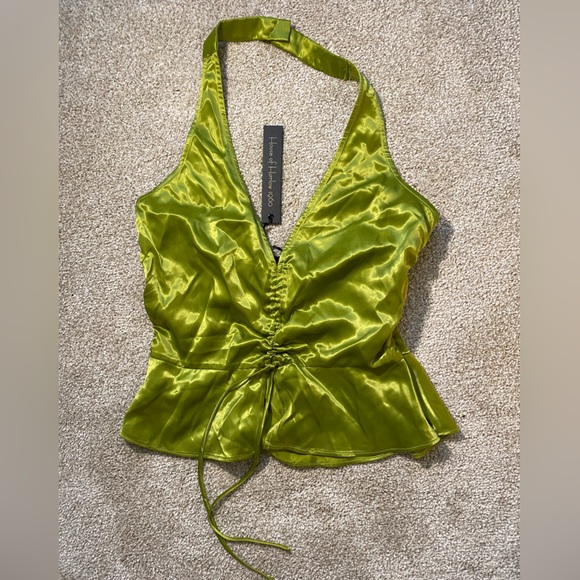 REVOLVE Riema Top House of Harlow 1960 MEDIUM nwt lime green satin summer blouse - Picture 3 of 7